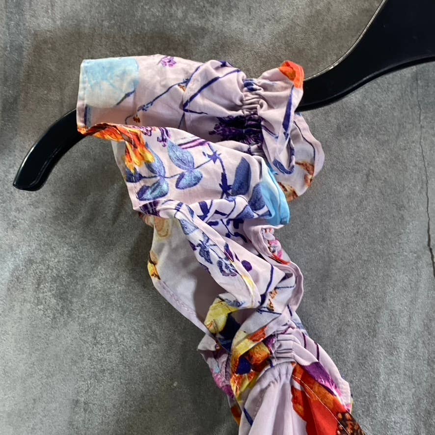 GUESS Women's Lilac Multi Floral V-Neck Ruched Bodycon Mini Sheath Dress SZ 2