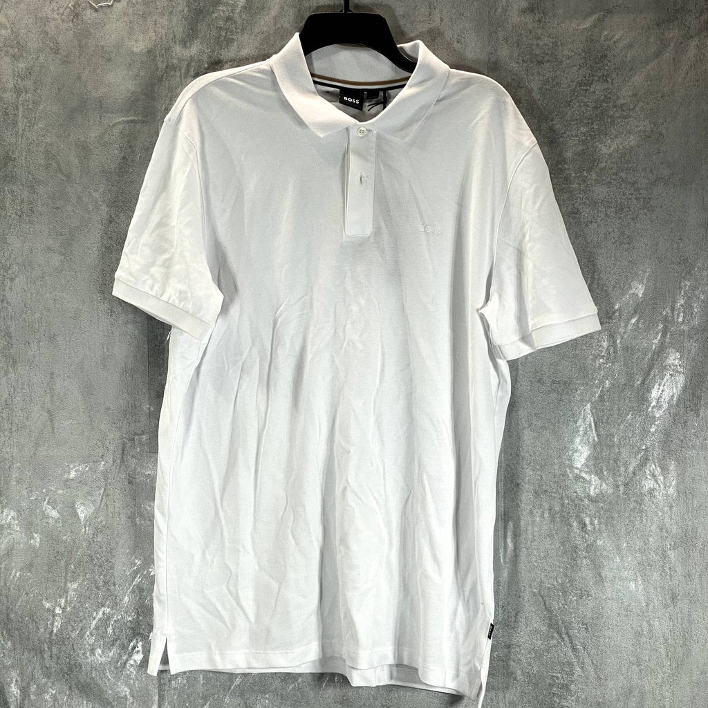 HUGO BOSS BOSS Men's White Cotton Pallas Embroidered Logo Polo Shirt SZ XL