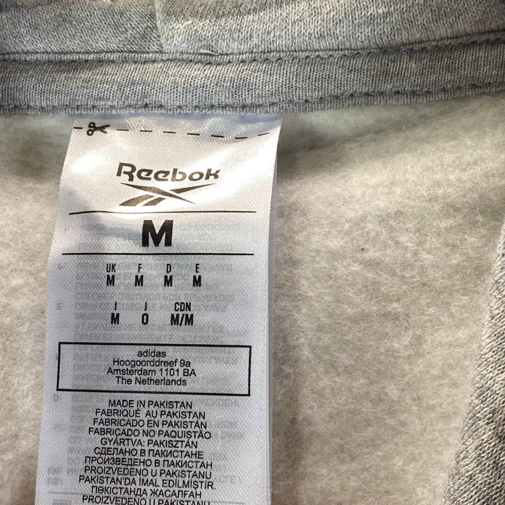 REEBOK Men's Medium Grey Heather Identity Fleece Stacked Logo Hoodie SZ M