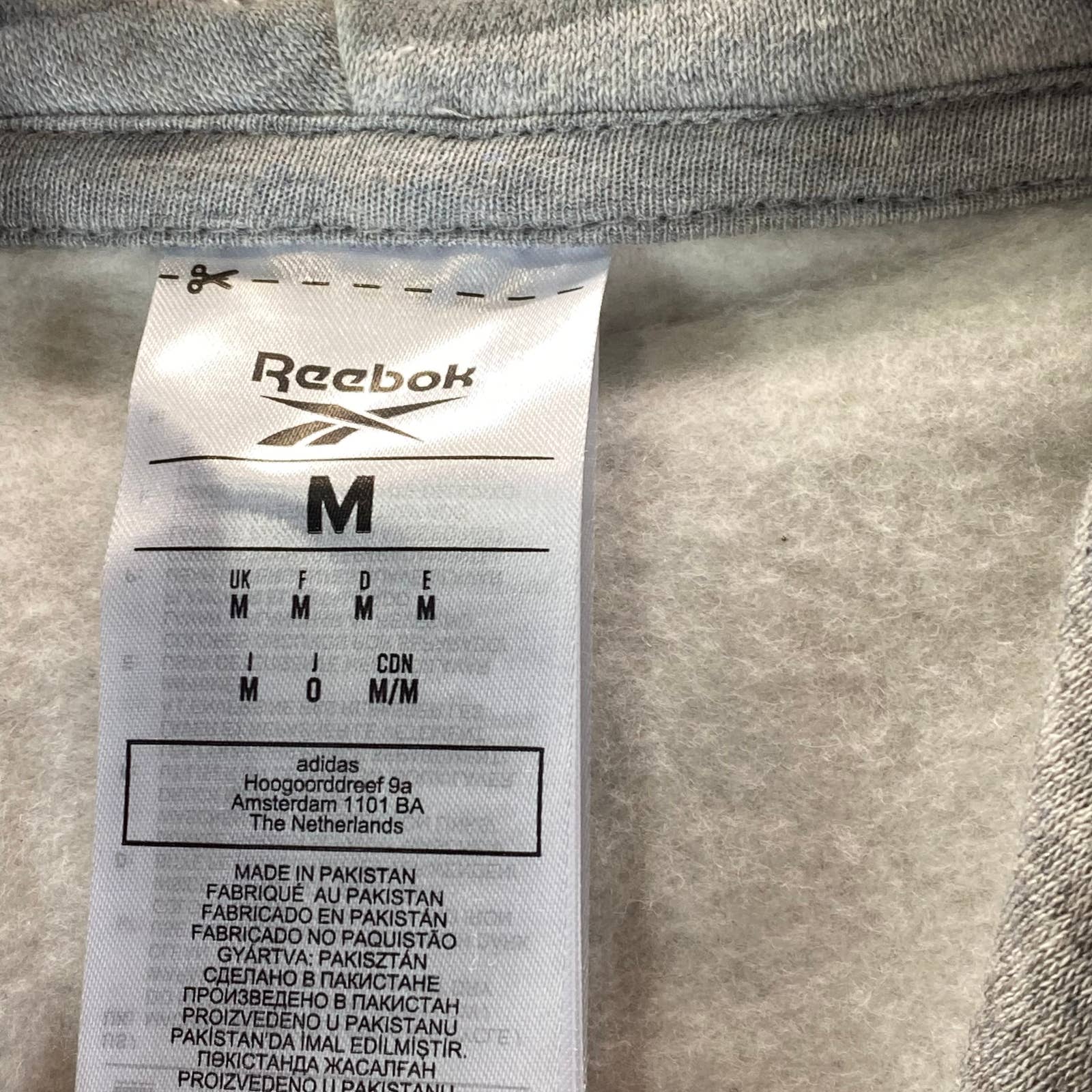 REEBOK Men's Medium Grey Heather Identity Fleece Stacked Logo Hoodie SZ M