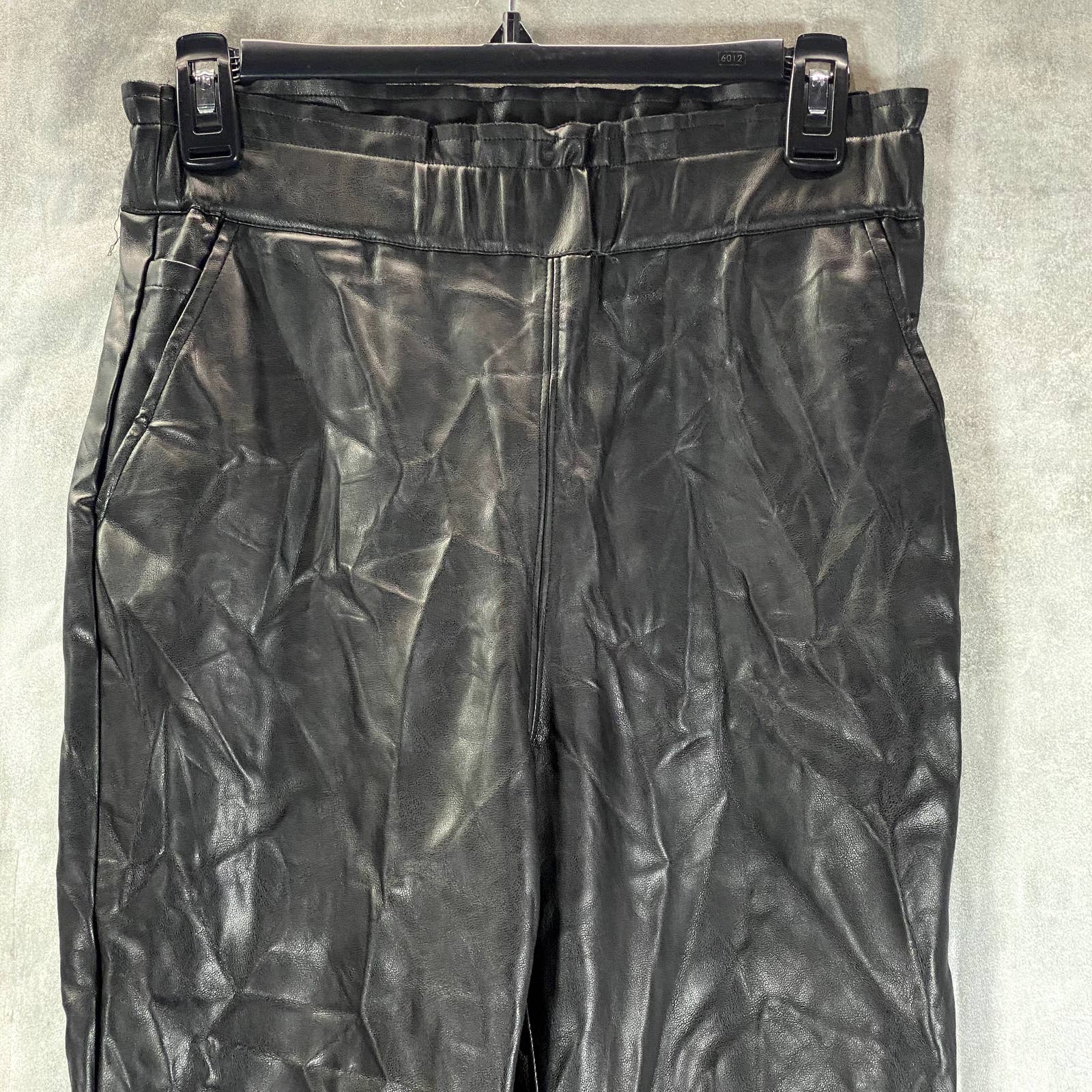 JOES JEANS Women's Jet Black Faux-Leather Paperbag Pull-On Pants SZ XS