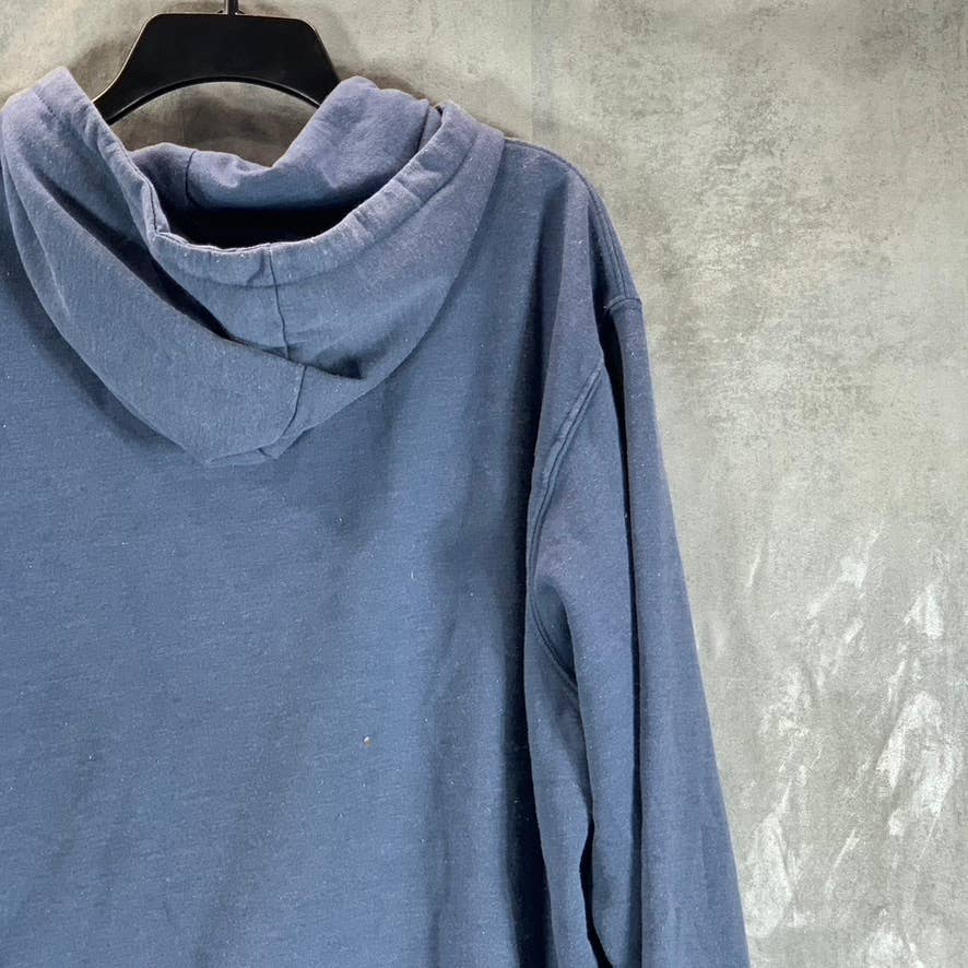 LAZER Men's Blue Fleece Long-Sleeve Burnout Popover Drawstring Hoodie SZ XL