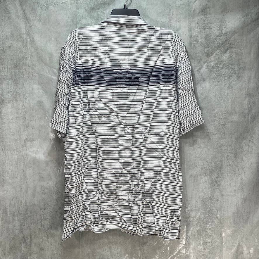 ALFANI Grey Gradient Stripe Short Sleeve Shirt SZ 2XL