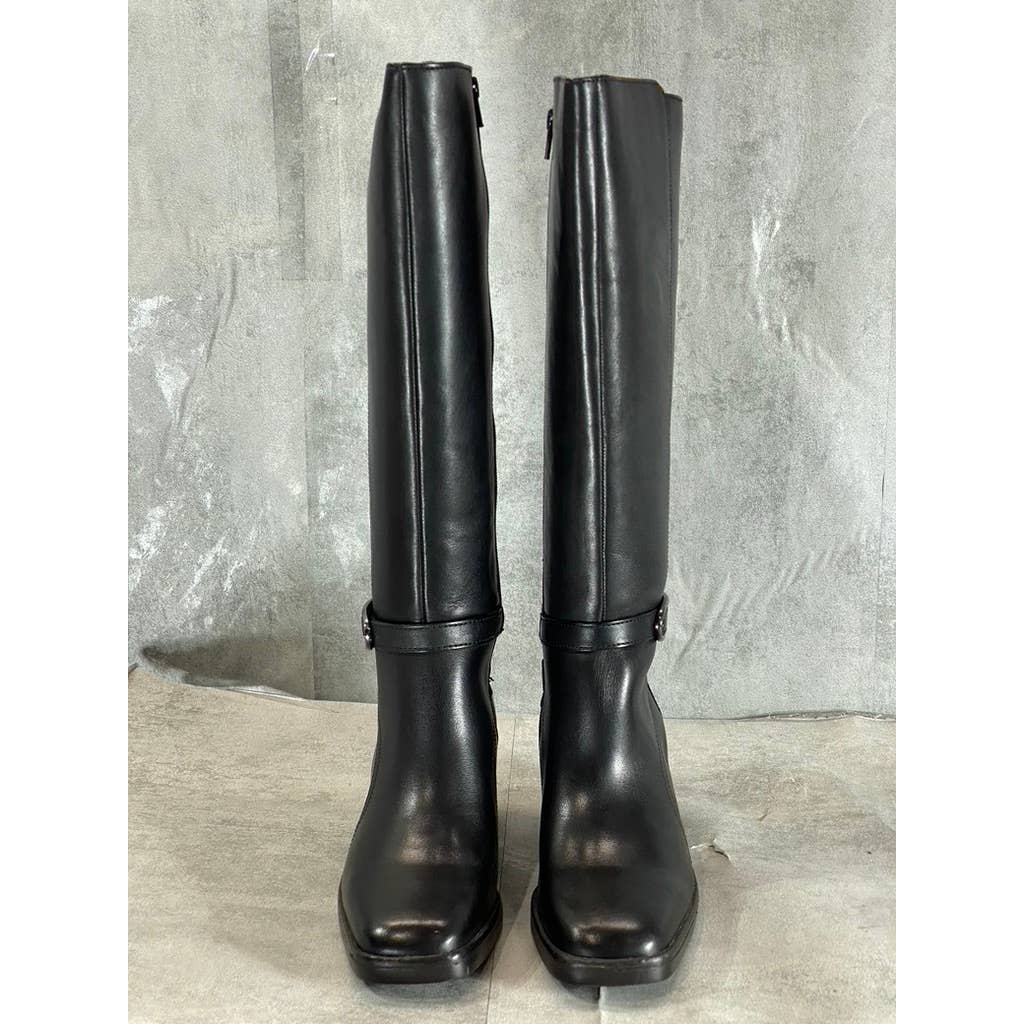 NATURALIZER Women's Black Leather Elliot Square-Toe Knee-High Boots SZ 7.5