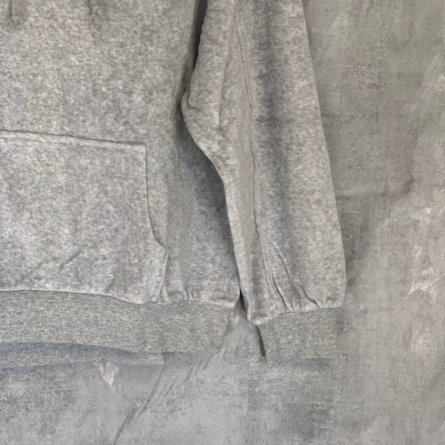 TREASURE & BOND Women's Grey Light Heather Velour Treatment Pullover Hoodie SZ M