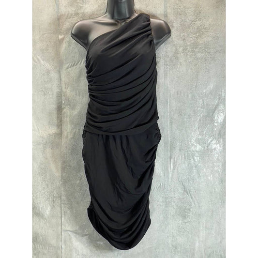 RAMY BROOK Women's Black One-Shoulder Dolly Ruched Bodycon Mini Dress SZ 6