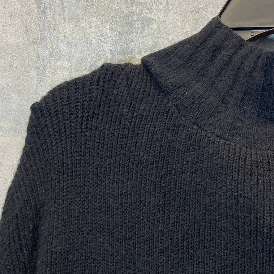 TREASURE & BOND Women's Solid Black Half-Zip Mock Neck Long Sleeve Sweater Dress SZ M