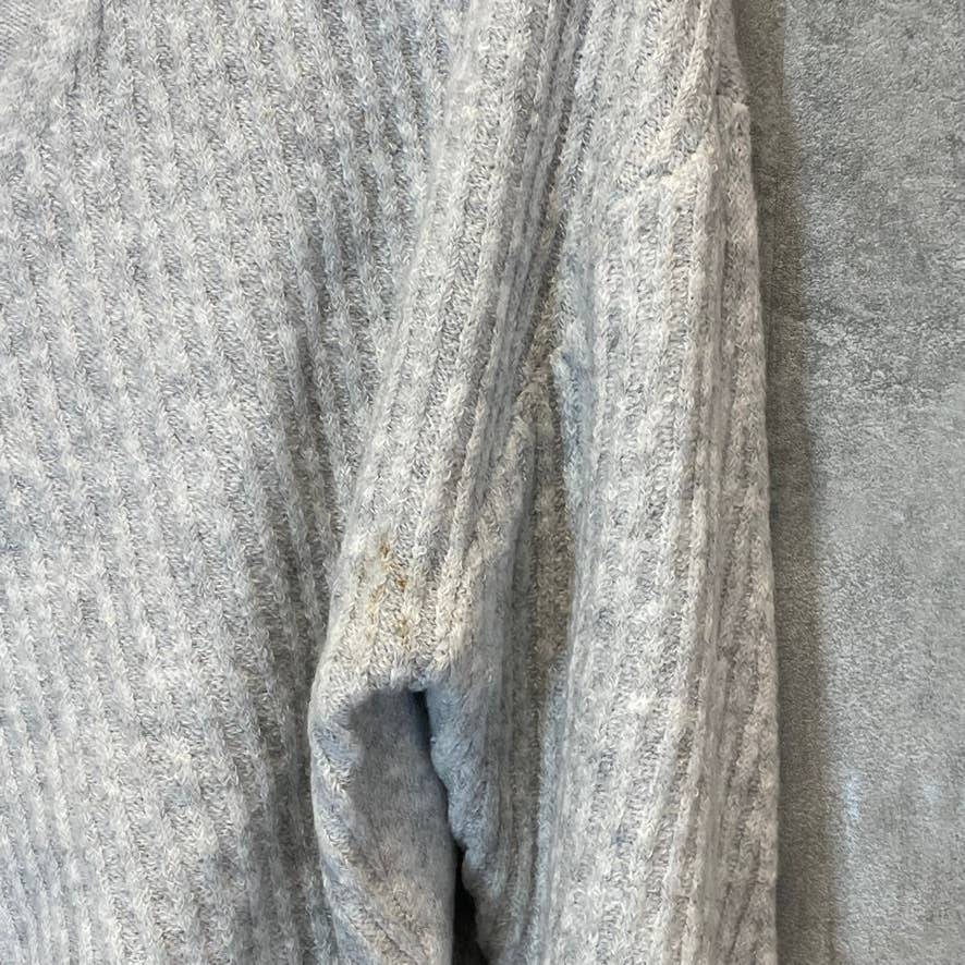 HOOKED UP Women's Grey Melange V-Neck Cutout Ribbed Soft Pullover Sweater SZ S