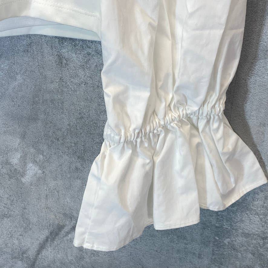 INC INTERNATIONAL CONCEPTS Women's Washed White Square-Neck Ruffled Top SZ XS