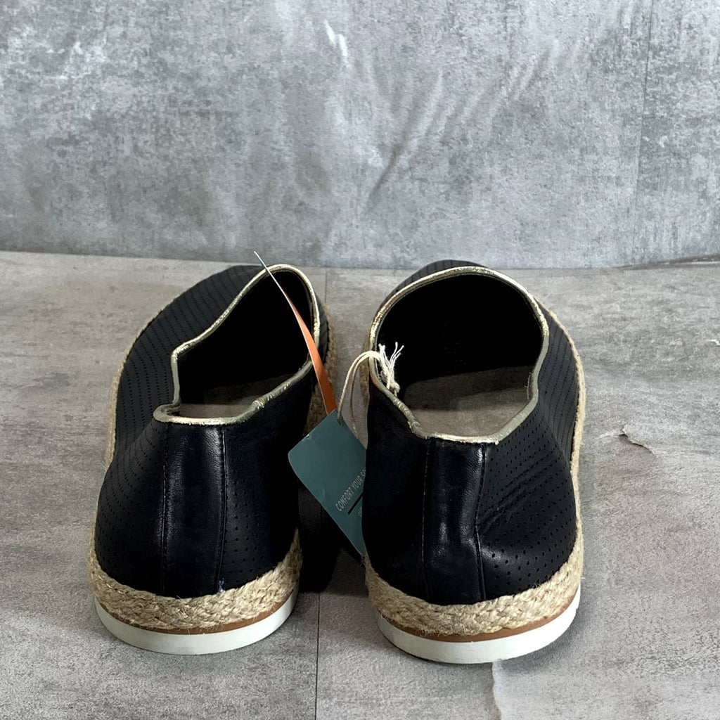 CLIFFS BY WHITE MOUNTAIN Women's Black Leather Becca Perforated Flats SZ 11