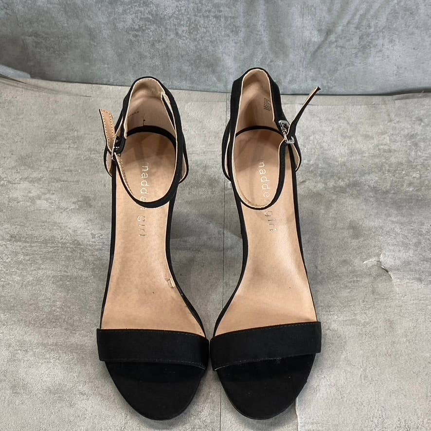 MADDEN GIRL Women's Black Fabric Bella Two-Piece Block-Heel Sandals SZ 7