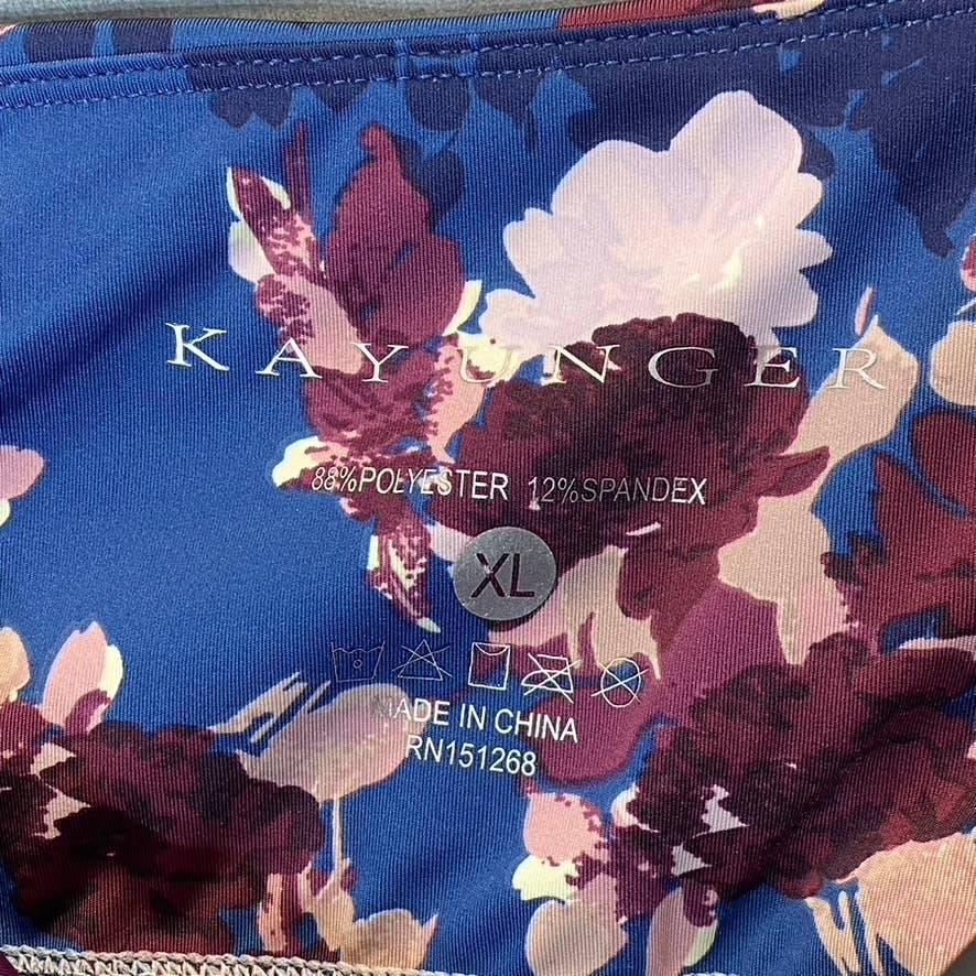 KAY UNGER Women's Ninfee Blue Printed High-Waist Tummy Control Pull-On Leggings SZ XL