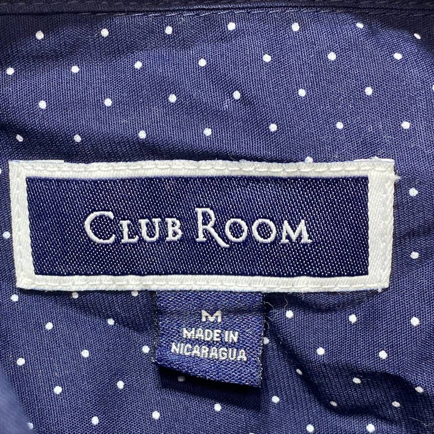 CLUB ROOM Navy Micro Dot Print Stretch Cotton Long Sleeve Shirt SZ M