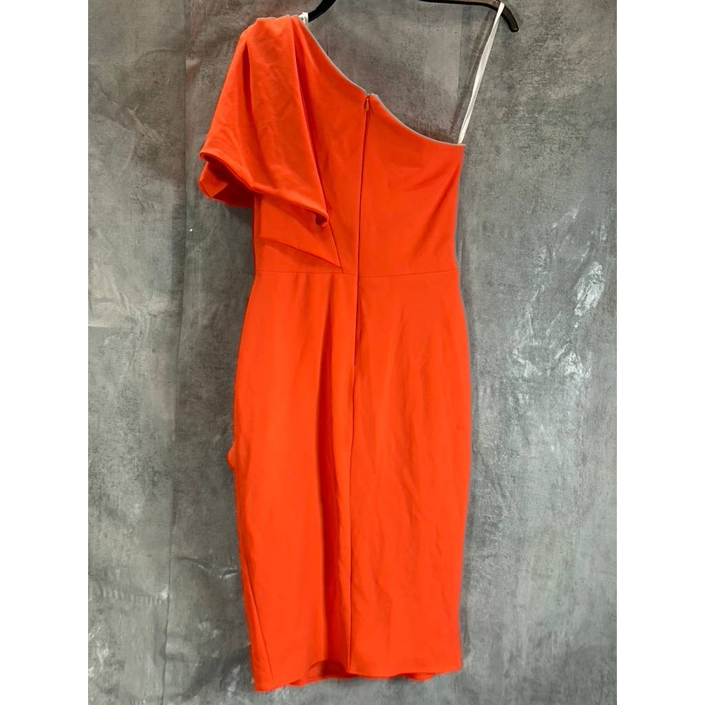 BETSY & ADAM Women's Orange One-Shoulder Bow Knee-Length Sheath Dress SZ 4