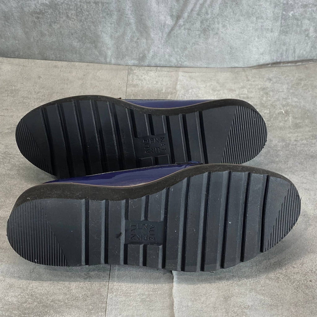 NATURALIZER Women's Haven Blue Faux Leather Emmal Lug-Sole Chain Loafers SZ 6