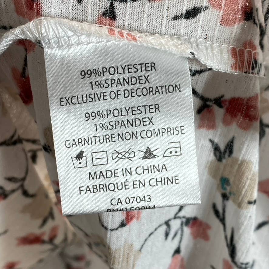 BELLDINI Copper Label Women's White Multi Floral 3/4 Sleeve Peplum Top SZ XL
