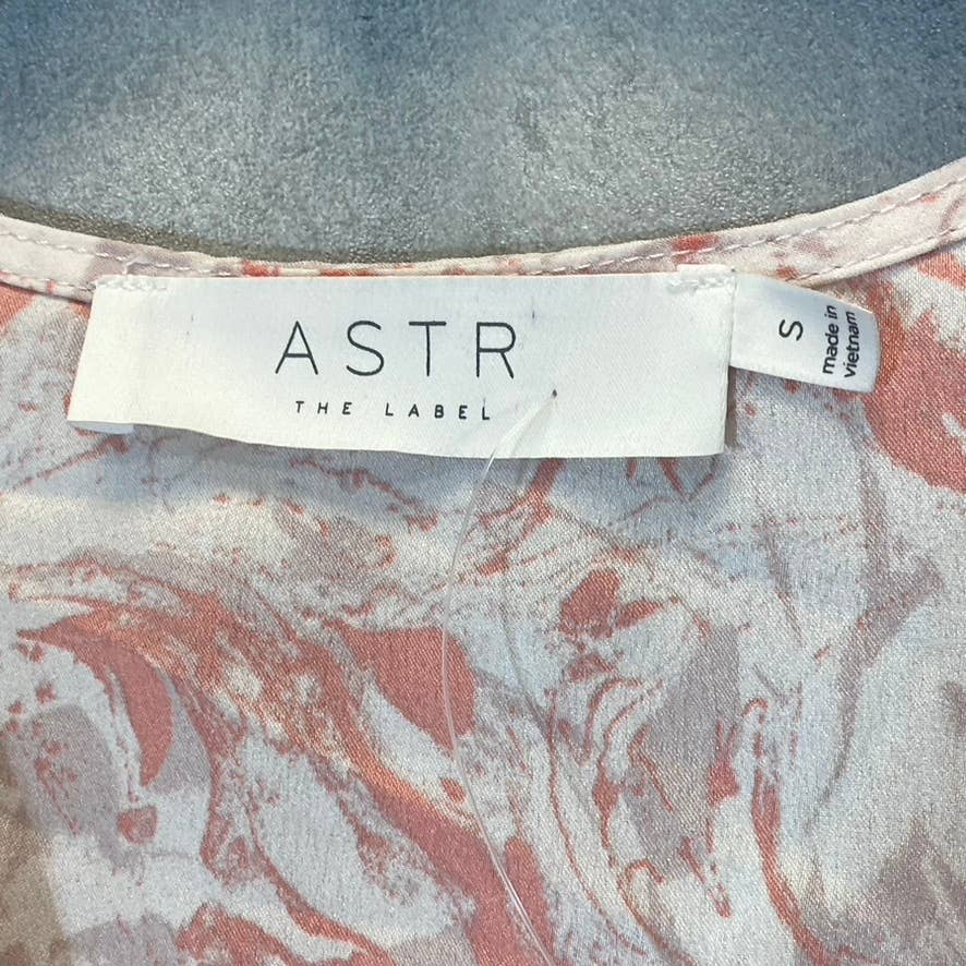 ASTR THE LABEL Women's Pink Marble Flutter Sleeve Surplice Top SZ S