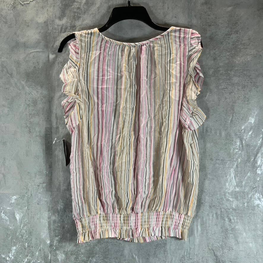 INC INTERNATIONAL CONCEPTS Women's Multi Striped Ruffle Smocked Top SZ XL