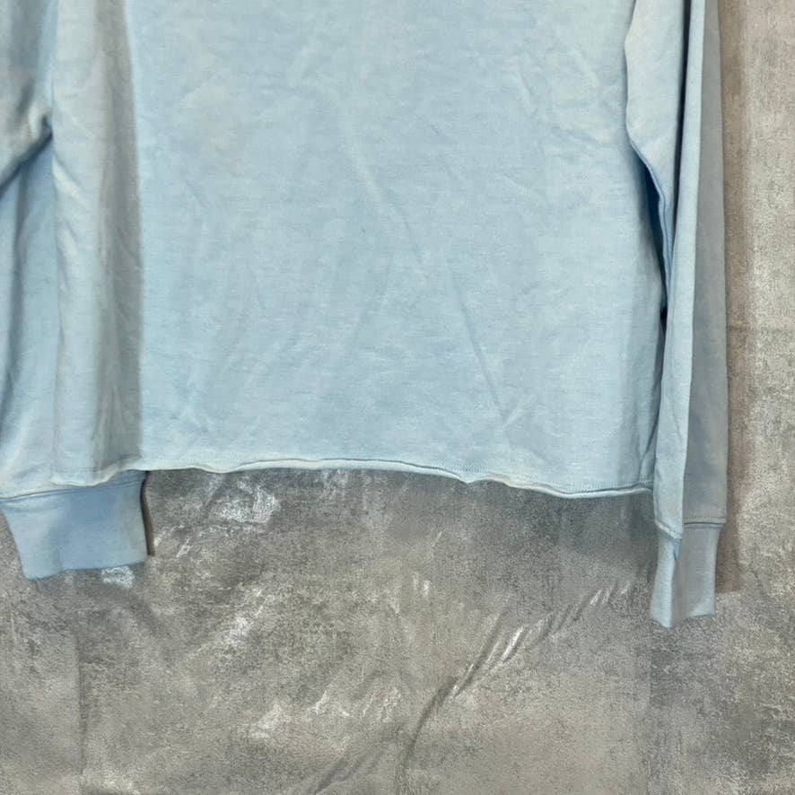 SPLENDID Women's Light Blue Raw Edge Long Sleeve Pullover Cropped Crewneck Sweater SZ S