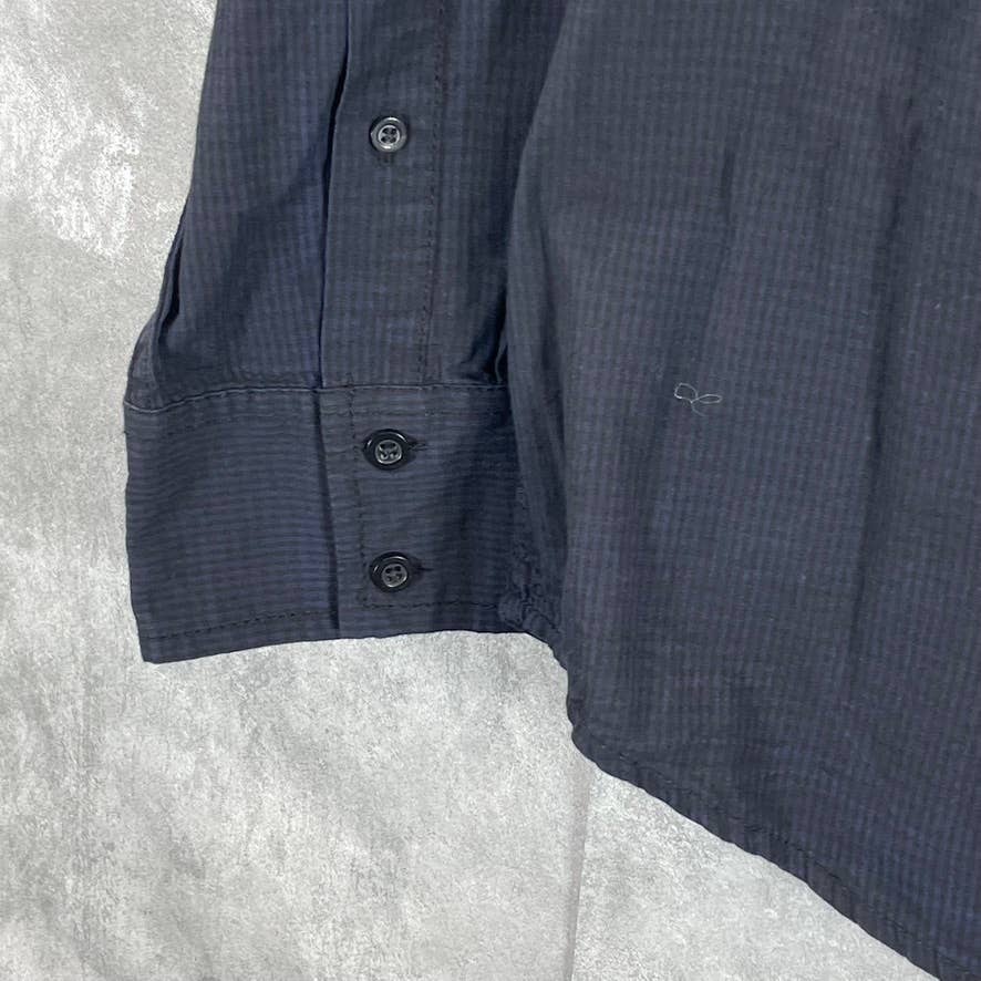 INC INTERNATIONAL CONCEPTS Men's Navy Mini Check Button-Up Shirt SZ L