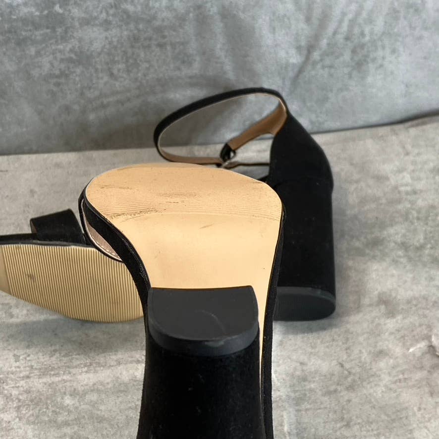 MADDEN GIRL Women's Black Fabric Bella Two-Piece Block-Heel Sandals SZ 7