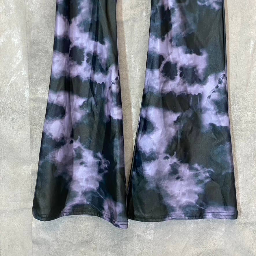TOPSHOP Women's Petite Black/Purple Tie-Dye Wide Leg Pull-on Pants SZ 0