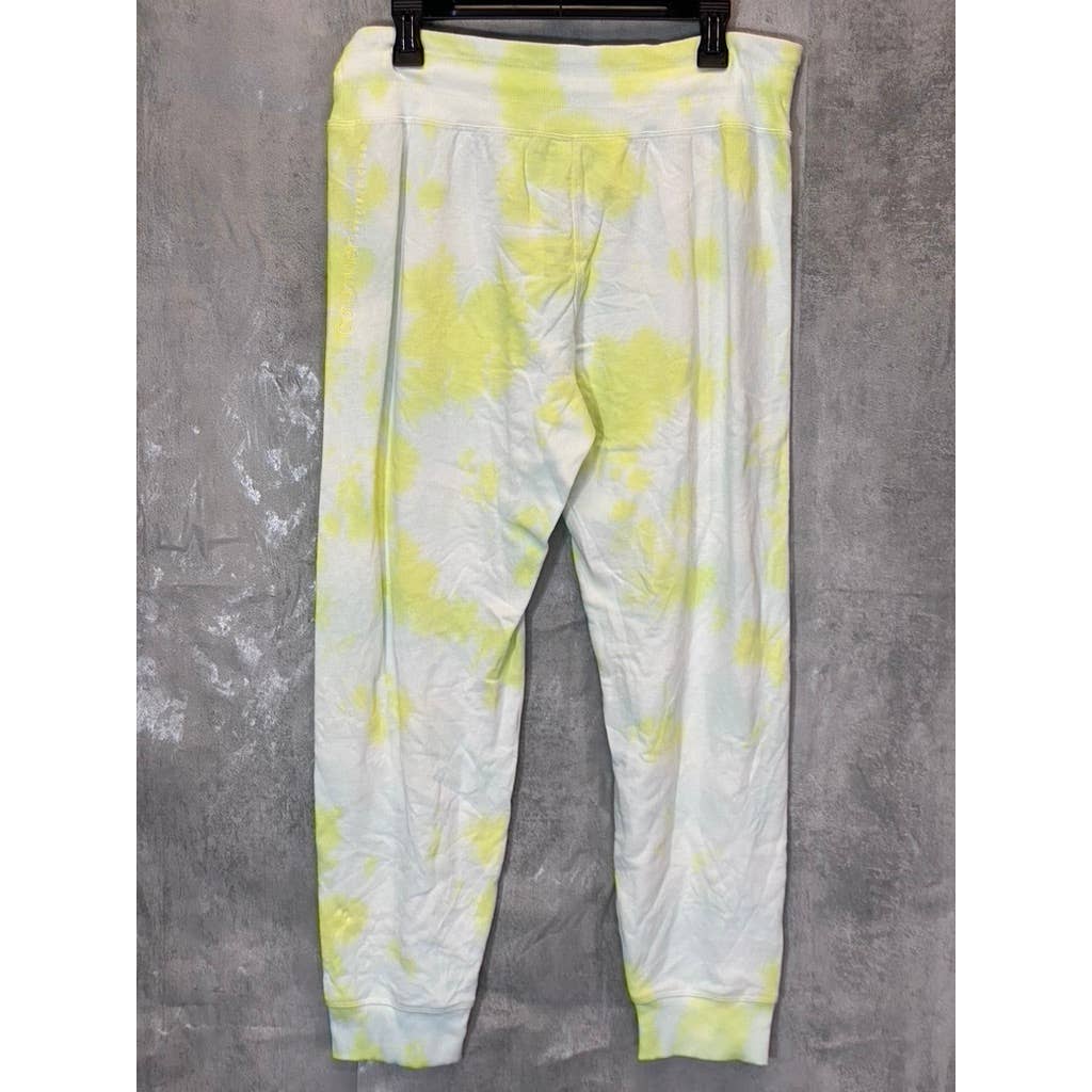 CALVIN KLEIN Women's Yellow Sunburst Tie-Dye Pull-On Drawstring Jogger Pants SZ L