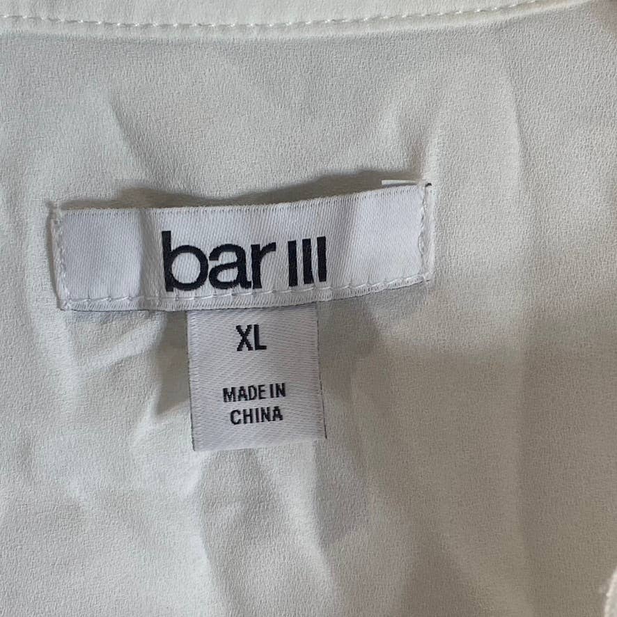 BAR III Women's Lily Ruffle V-Neck Sleeveless Button-Up Top SZ XL