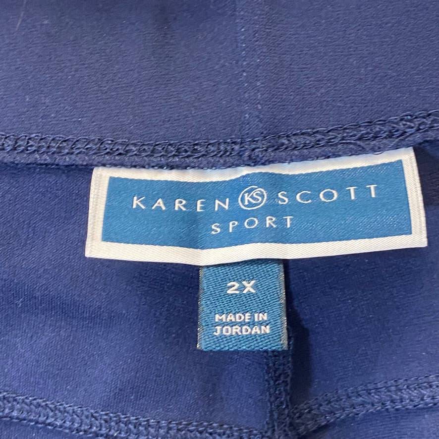 KAREN SCOTT Women's Plus Size Sport Navy High-Rise Comfort Pull-On Pants SZ 2X