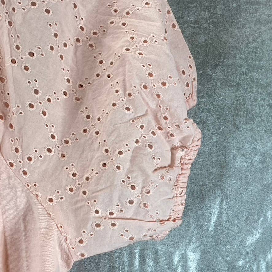 STYLE & CO Women's Soft Shell Off-The-Shoulder Eyelet Puff-Sleeve Button-Up Top