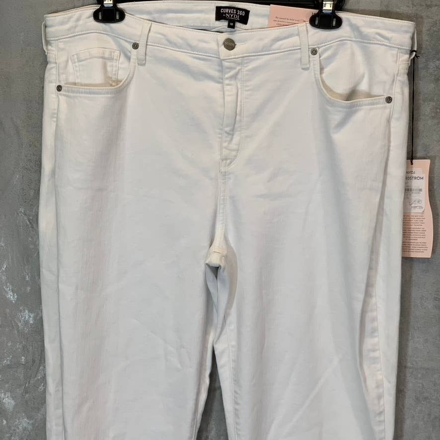 NYDJ Curves 360 Women's Optic White Slim-Straight Side-Slit Ankle Jeans SZ 18