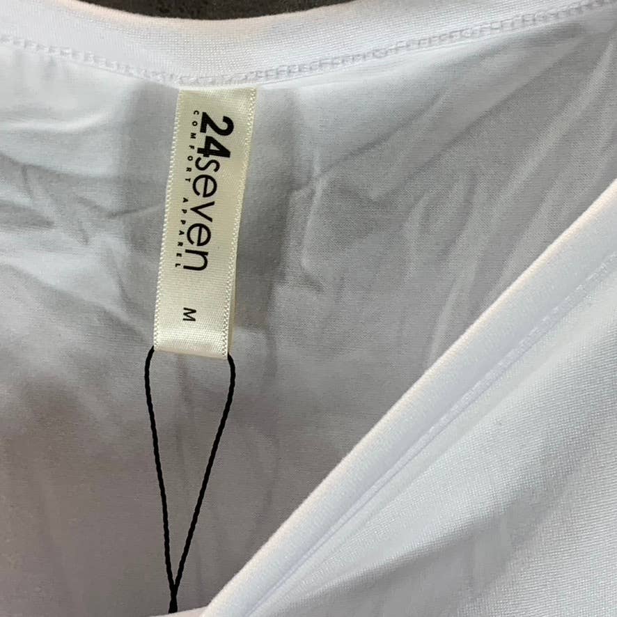 24SEVEN COMFORT APPAREL Women's White Scoop-Neck Loose-Fit Dolman Sleeve Dress