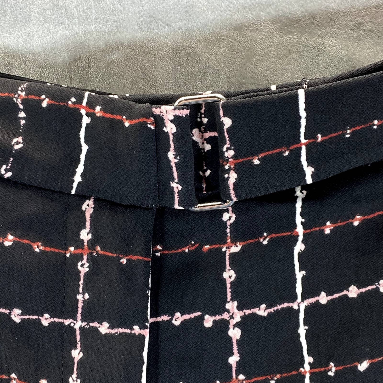 ALFANI Women's Stitched Grid Black D-Ring Belt Mid-Rise Plaid Culotte Pants SZ16