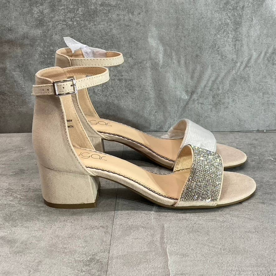 SUGAR Women's Nude Micro Noelle Ankle Strap Block Heel Dress Sandals SZ 7