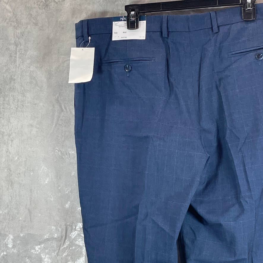 NAUTICA Men's Navy Plaid Modern-Fit Bi-Stretch Suit Pants SZ 41X32