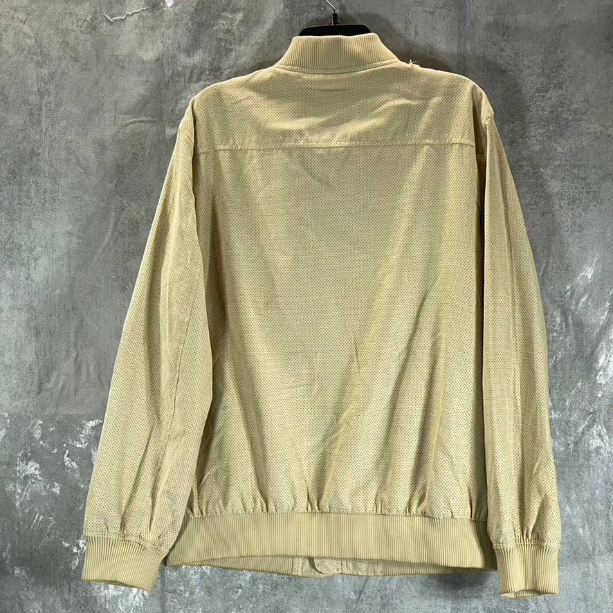 ALFANI Men's Pale Khaki Perforated Regular-Fit Full-Zip Bomber Jacket SZ L