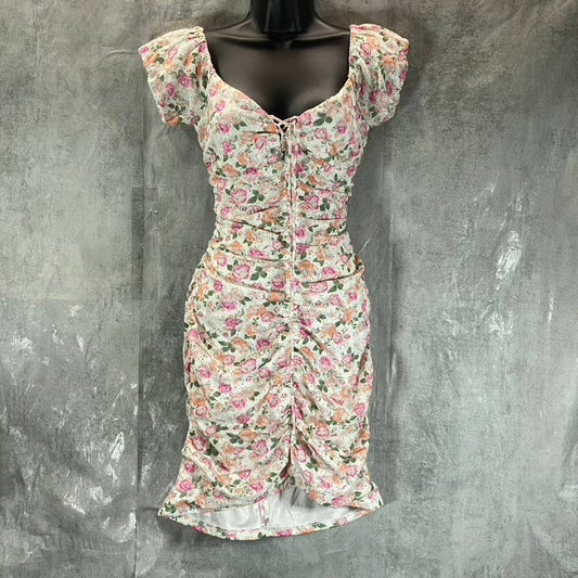 GUESS Women's Lovely Roses Off-The-Shoulder Ingrid Floral-Print Mini Dress SZ M