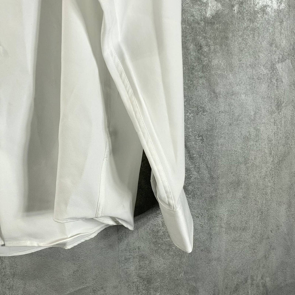 ALFANI Men's White Slim-Fit 4-Way Stretch Solid Dress Shirt SZ XL(17/17.5 36-37)