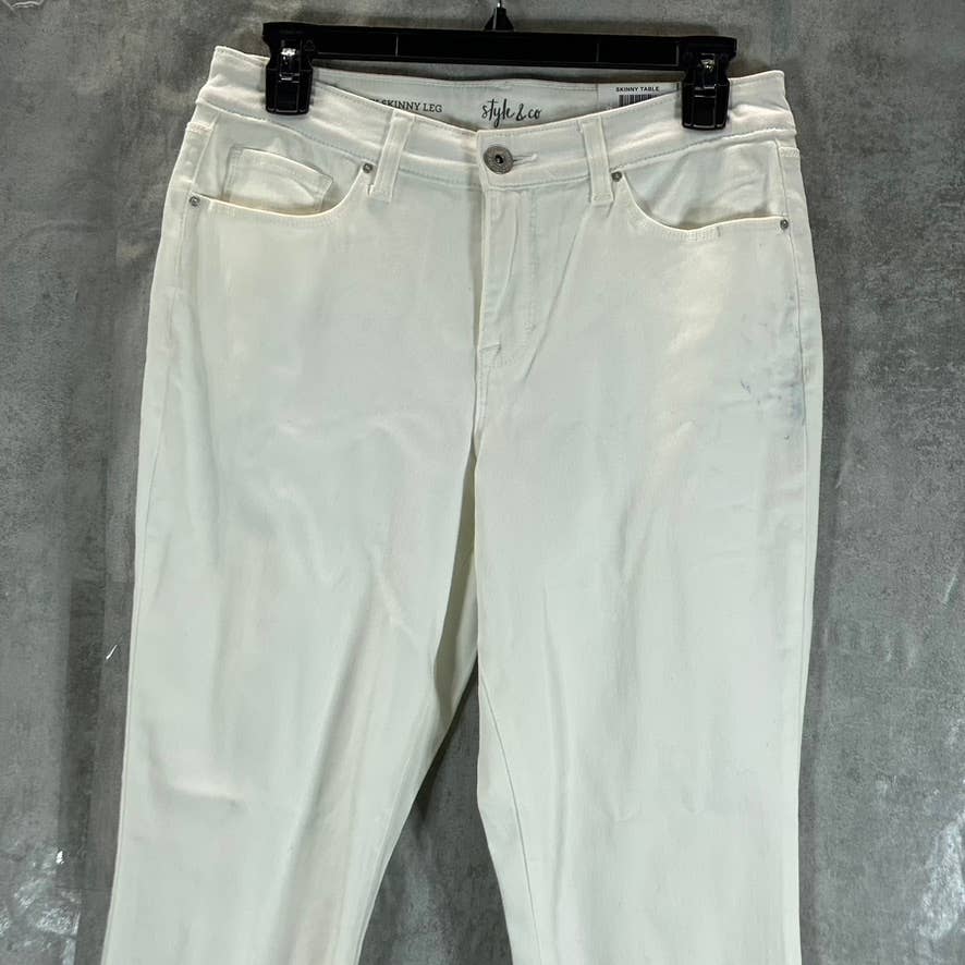 STYLE & CO Women's Short Bright White Mid-Rise Curvy-Fit Skinny Jeans SZ 4S