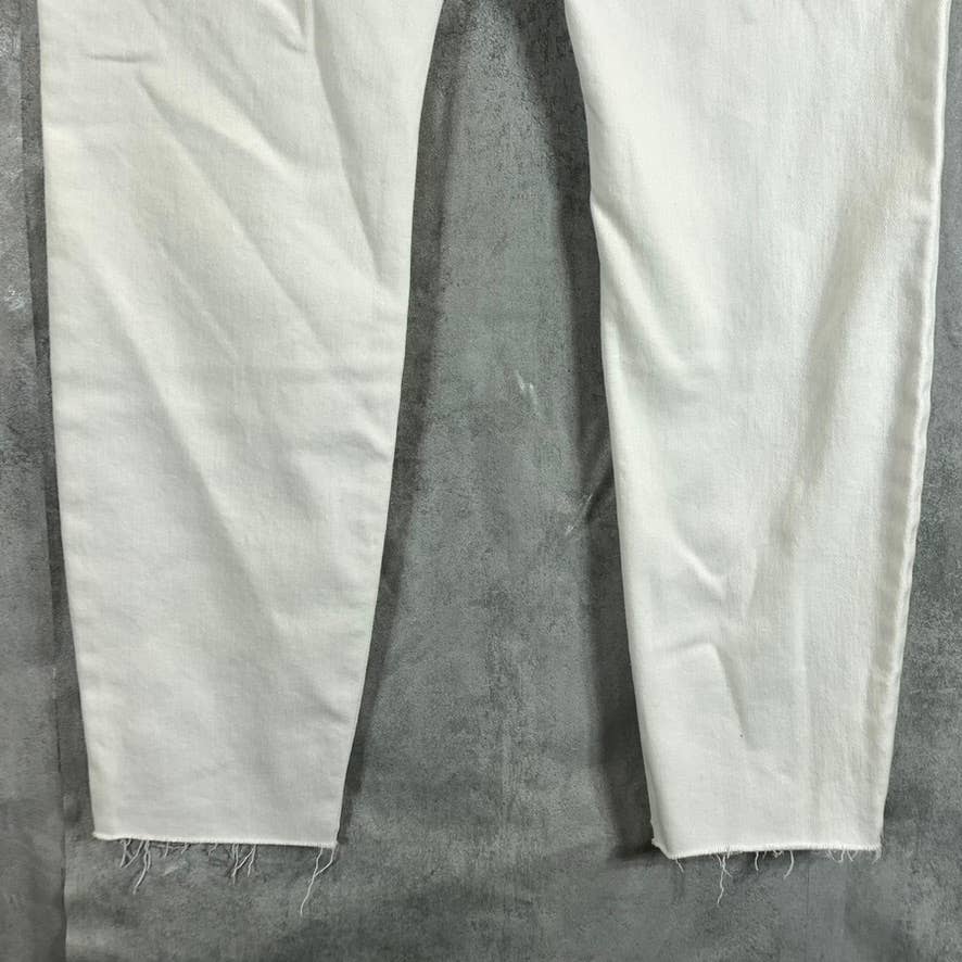 AND NOW THIS Women's White The Perfect Skinny High-Rise Raw-Hem Button-Fly Jeans