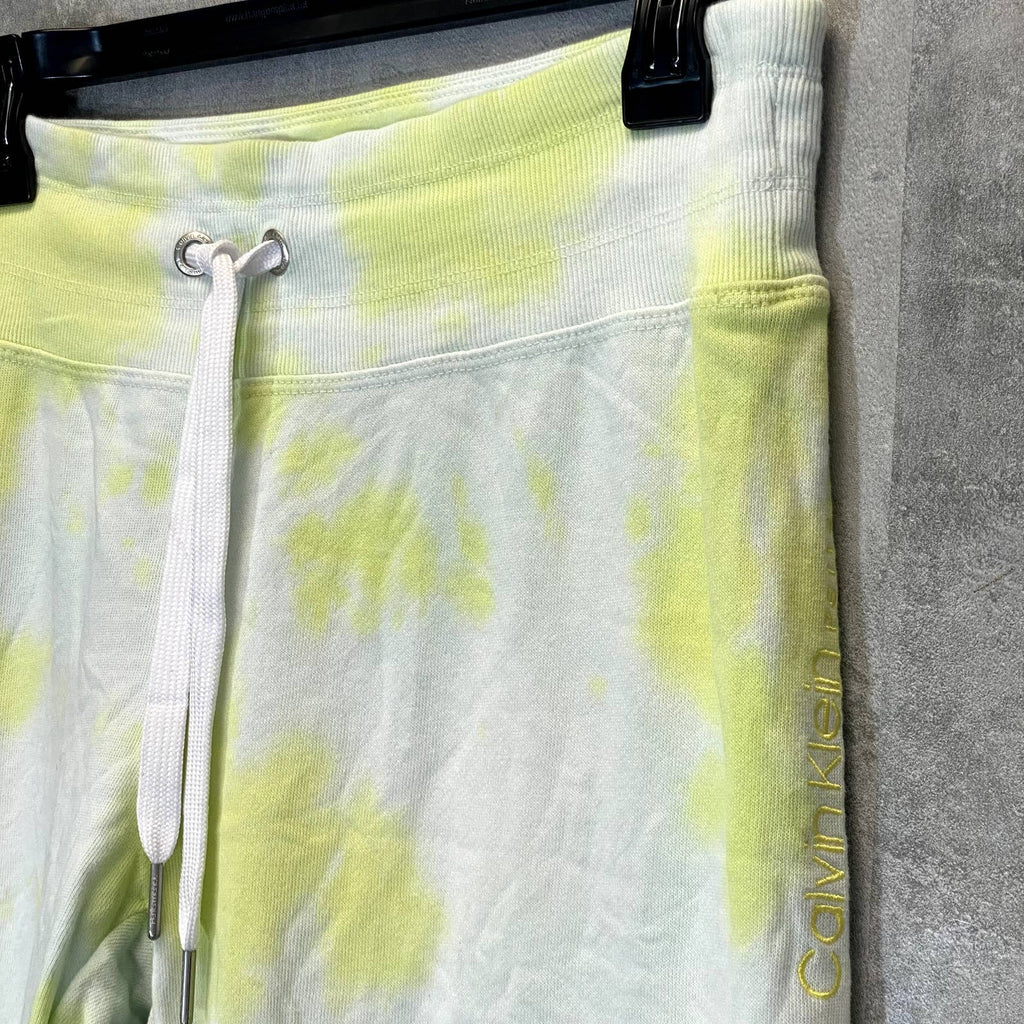 CALVIN KLEIN Women's Yellow Sunburst Tie-Dye Pull-On Drawstring Jogger Pants SZ S