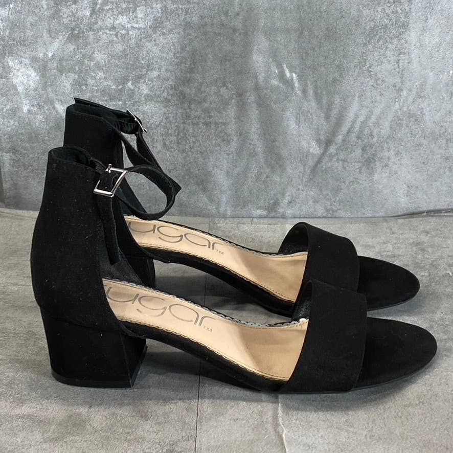 SUGAR Women's Black Noelle Memory Foam Ankle-Strap Low Dress Sandals SZ 10