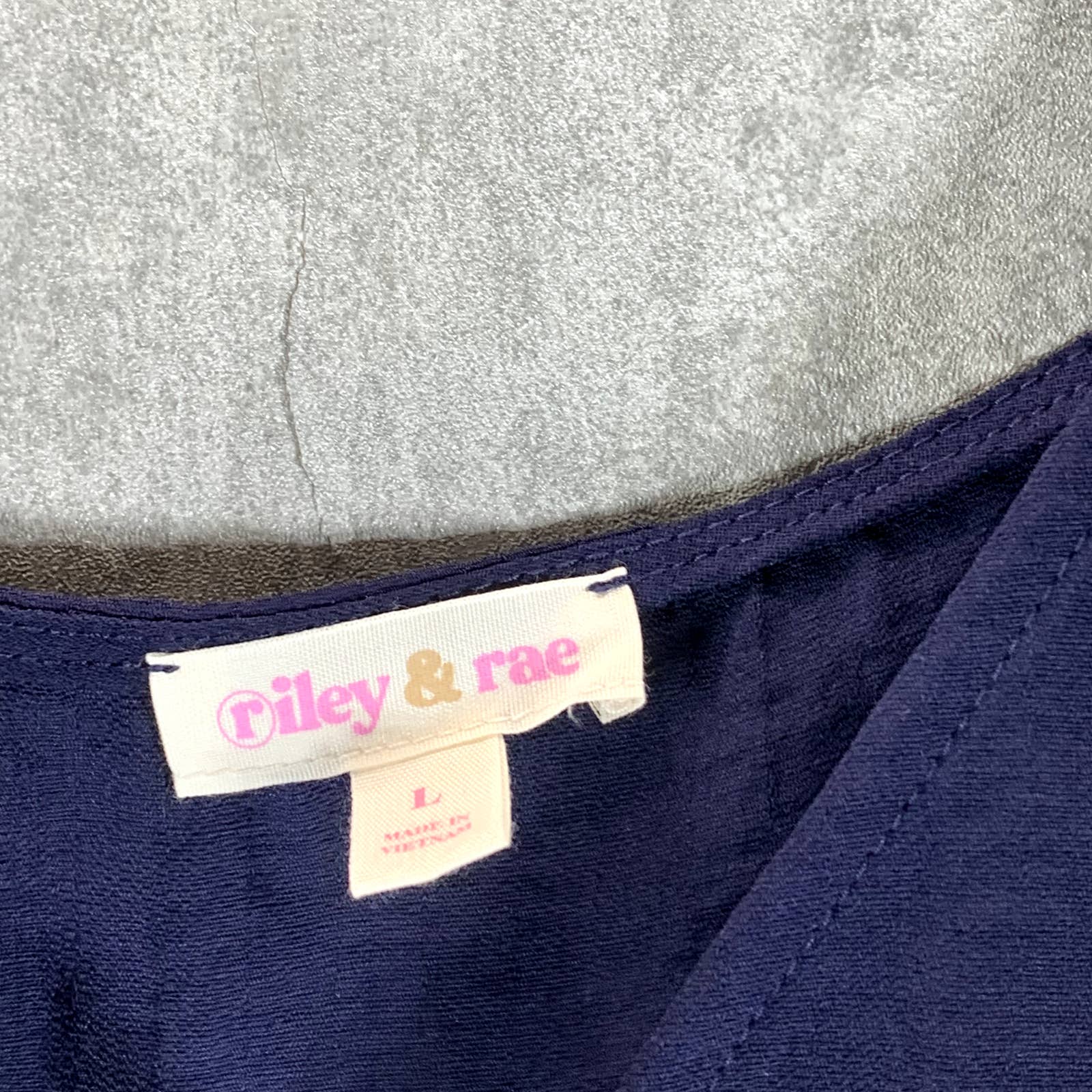 RILEY & RAE Women's Preppy Navy V-Neck Lily Tie-Shoulder Tank Top SZ L
