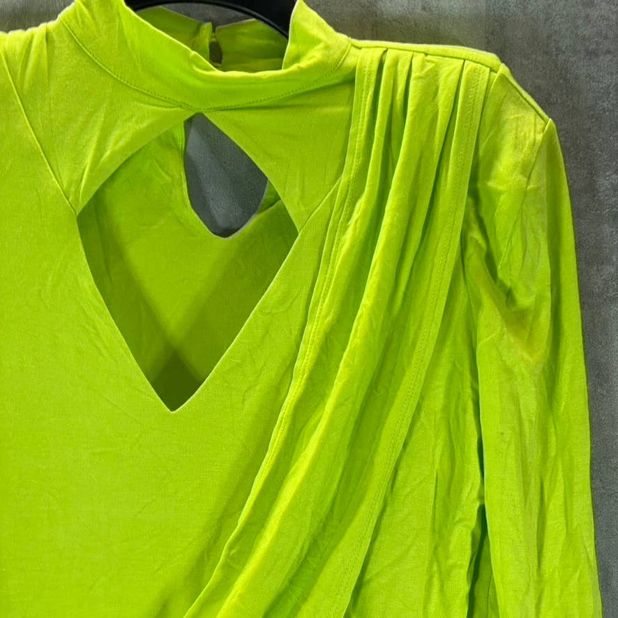 ZERINA AKERS FOR BAR III Women's Acid Lime Solid Knit Mock-Neck Mini Dress SZ M