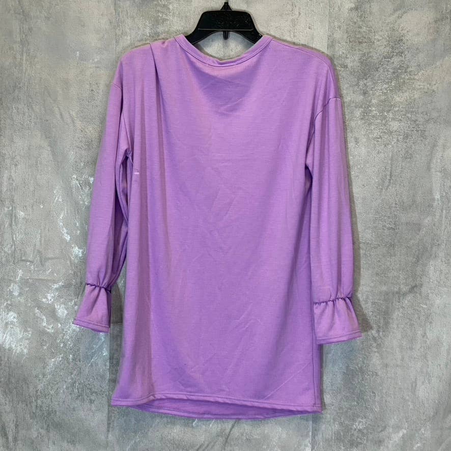 VELEVET TORCH Women's Lavender Bell Long Sleeve Crewneck Tunic SZ XS