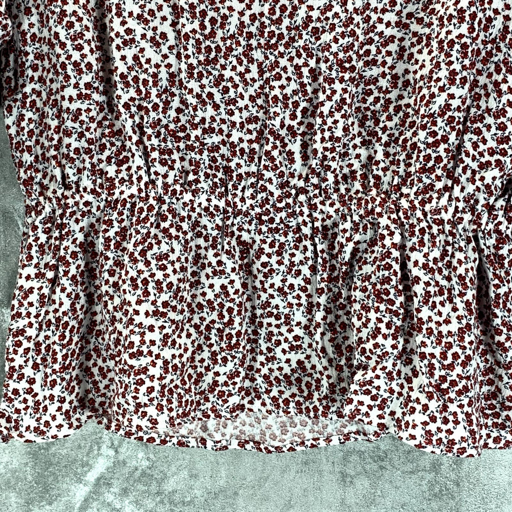 1.STATE Women's Peplum Ditsy Floral-Print Crewneck Short Sleeve Peplum Top SZ XS