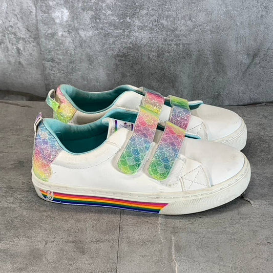 MY BUTTERFLY Girl's White Rainbow Fly Ease Slip-On Sneakers SZ 3