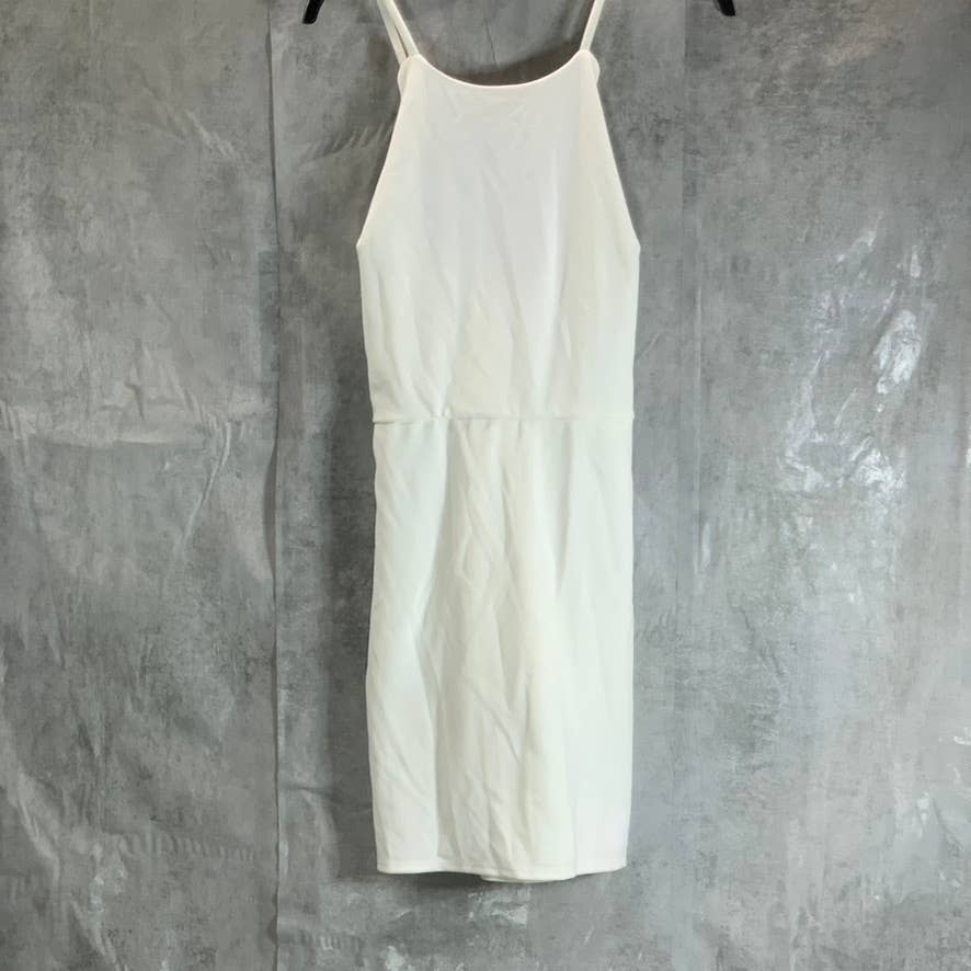 BCX Juniors' Ivory Scalloped Spaghetti Strap Low-Back Bodycon Mini Dress SZ L