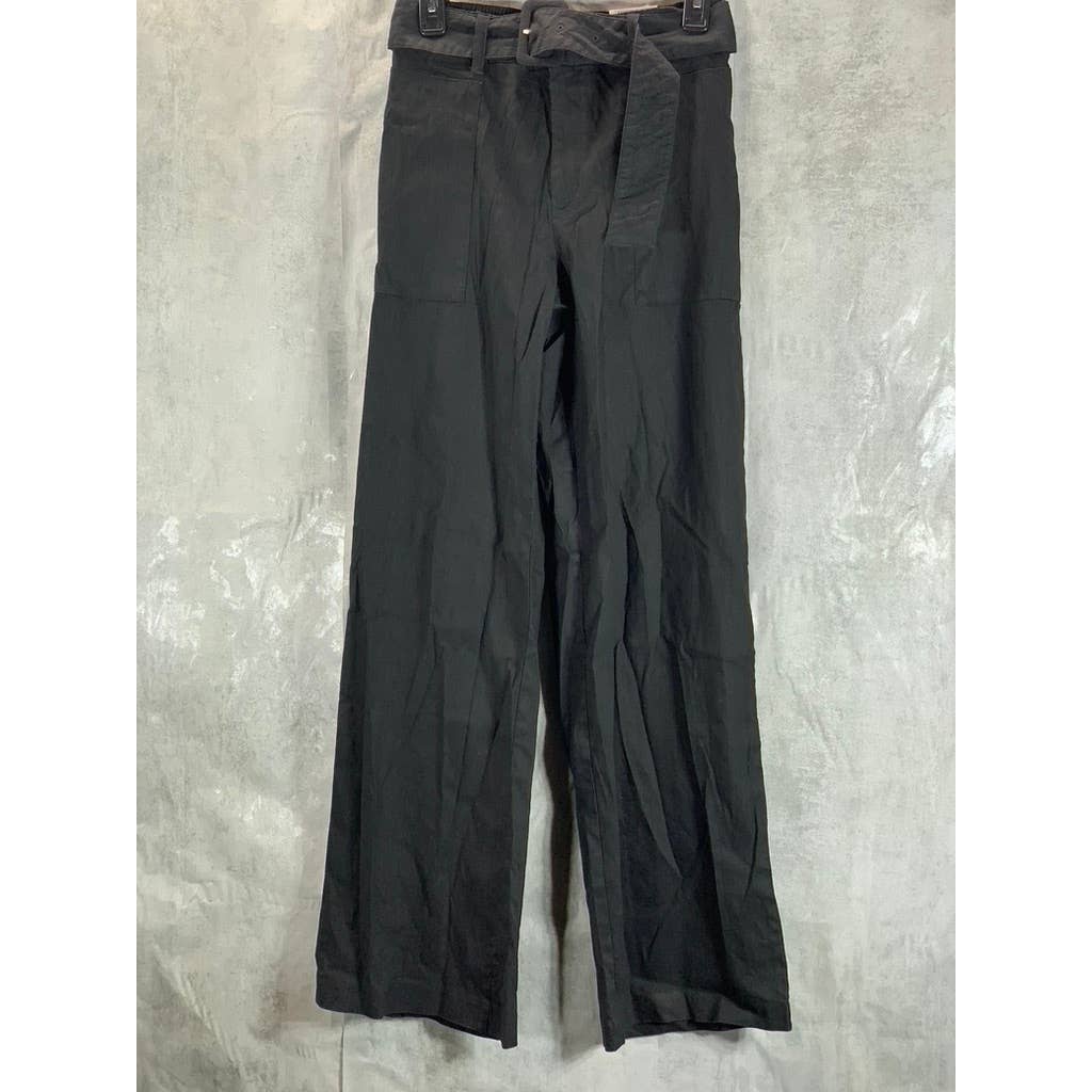 INC INTERNATIONAL CONCEPTS Women's Deep Black High-Rise Utility Wide-Leg Pants