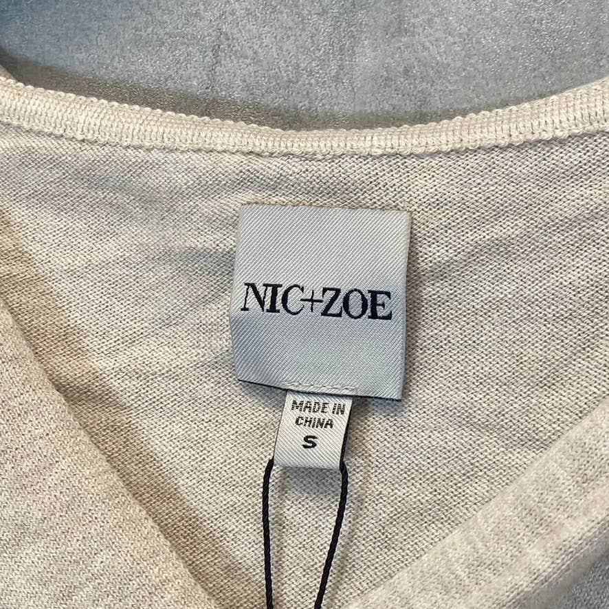 NIC+ZOE Women's Canvas V-Neck Hooded Lightweight Vital Pullover Sweater SZ S